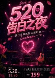 ”520告白之夜“一流行金曲沉浸式演唱会｜情侣约会｜闺蜜打卡
